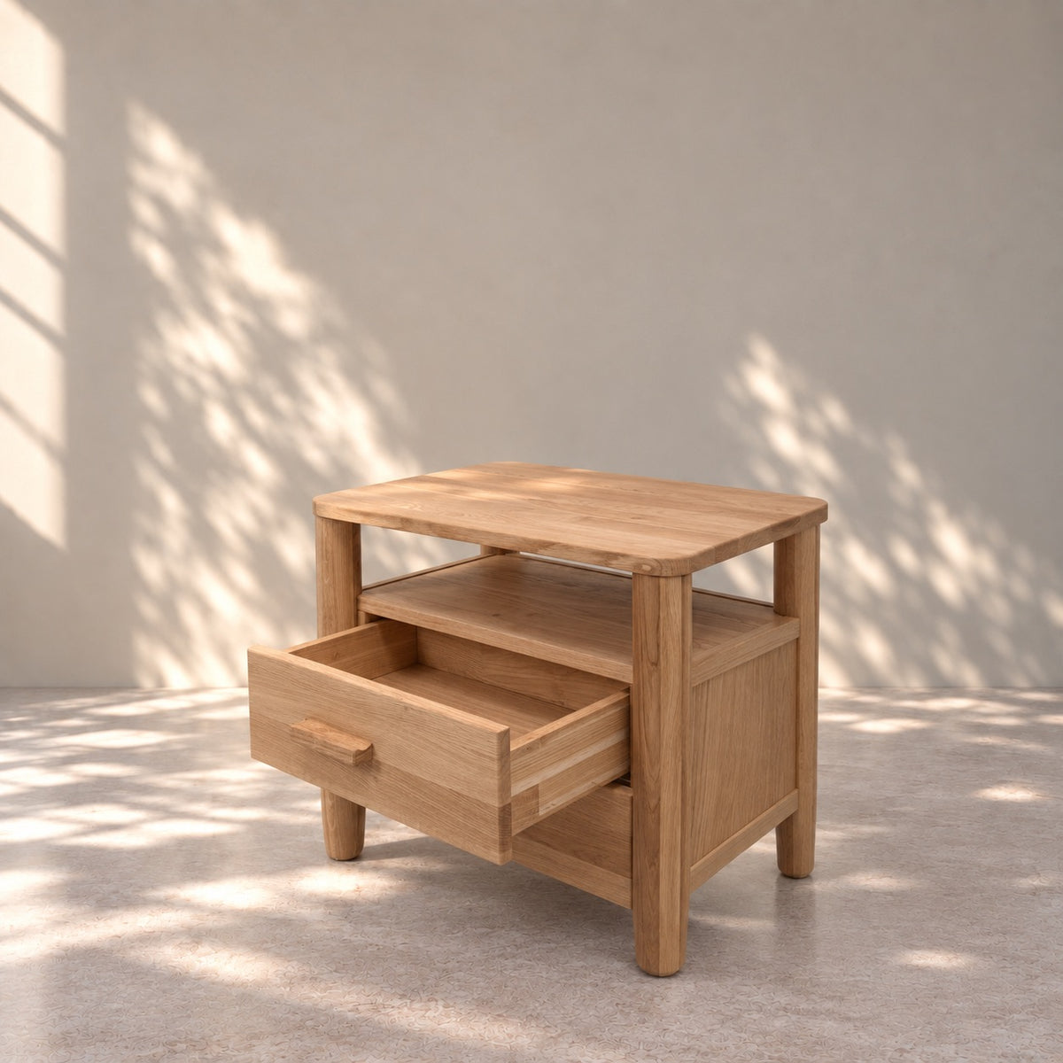 Mesa de noche de madera maciza de roble AURA | VESKOR