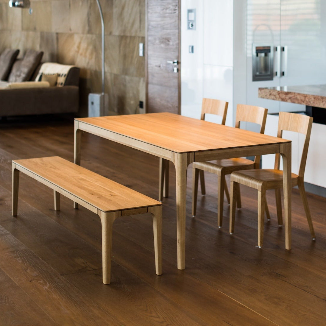 Mesa de comedor fija madera maciza de roble CREATIV | VESKOR
