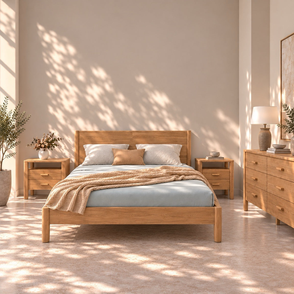 Mesa de noche de madera maciza de roble Aura | VESKOR
