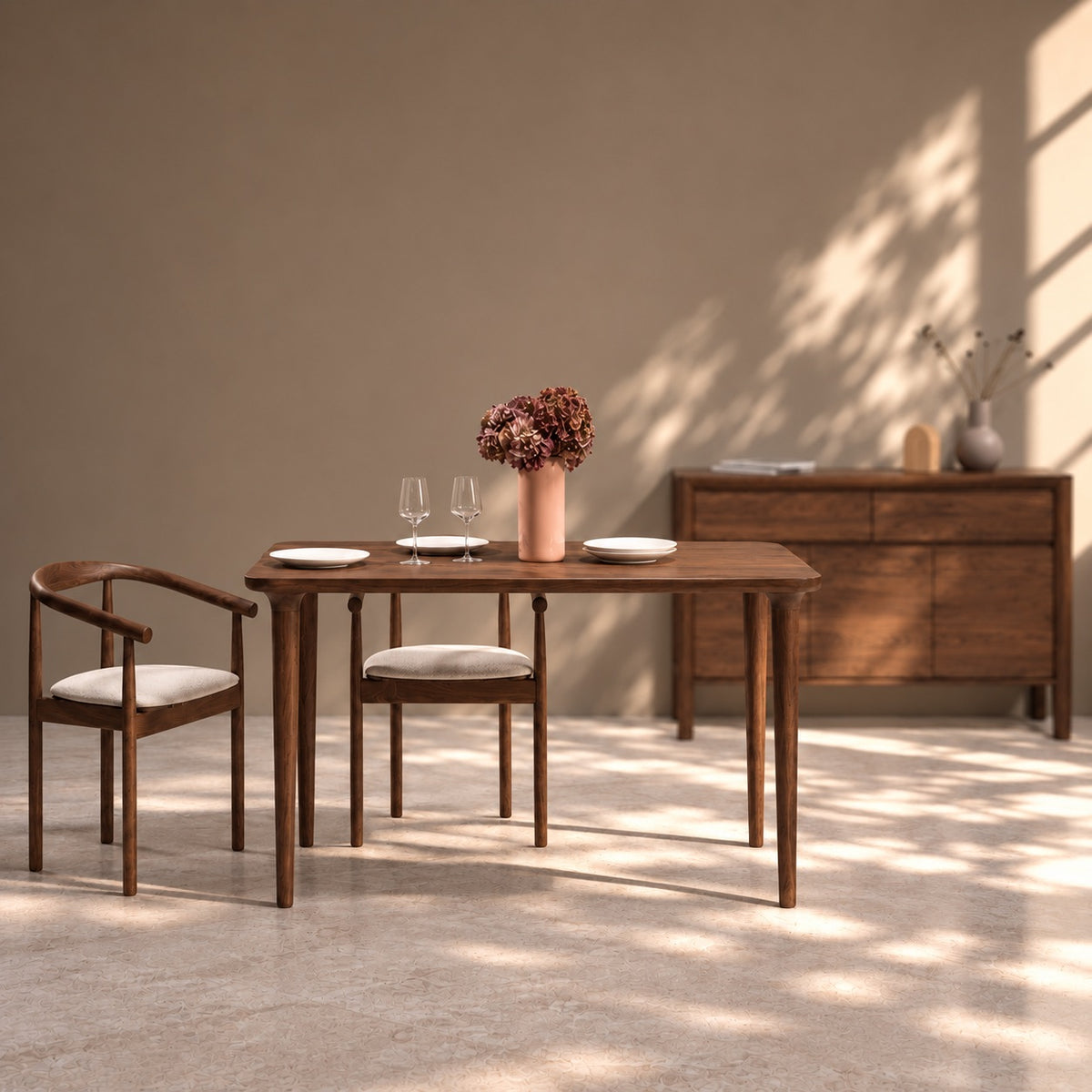Mesa de comedor de madera maciza de Nogal fija Bond | VESKOR