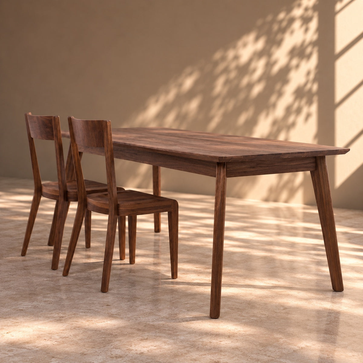 Mesa de comedor de madera maciza de Nogal fija Premier | VESKOR
