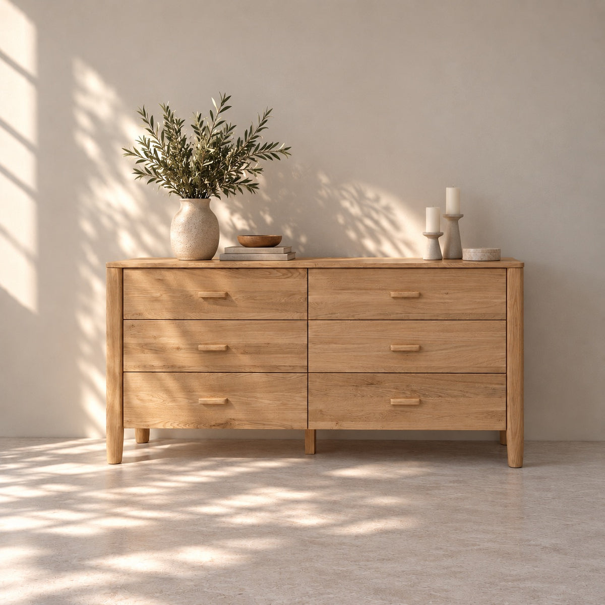 Cómoda de madera maciza roble AURA | VESKOR