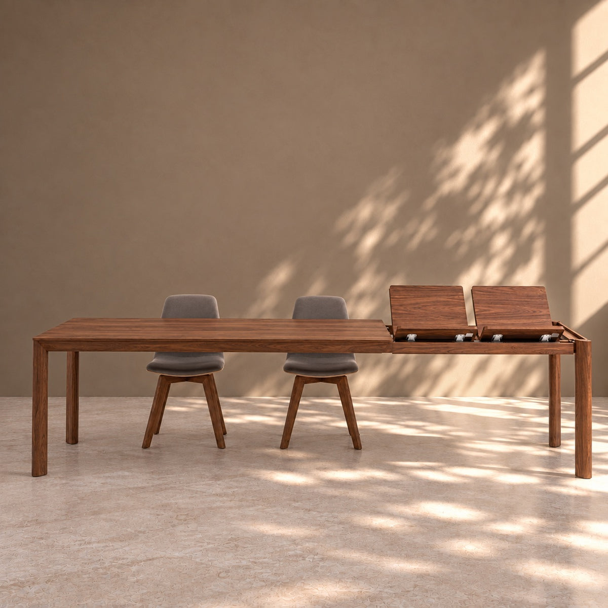 Mesa de comedor de madera maciza de Nogal extensible Dita | VESKOR