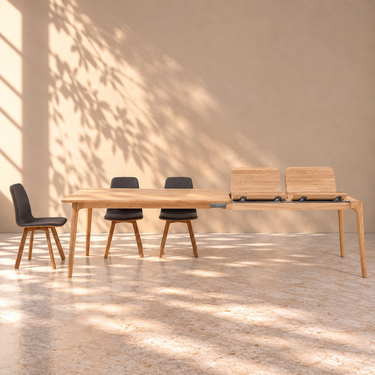 Mesa de comedor extensible de madera maciza de haya TOKIO | VESKOR