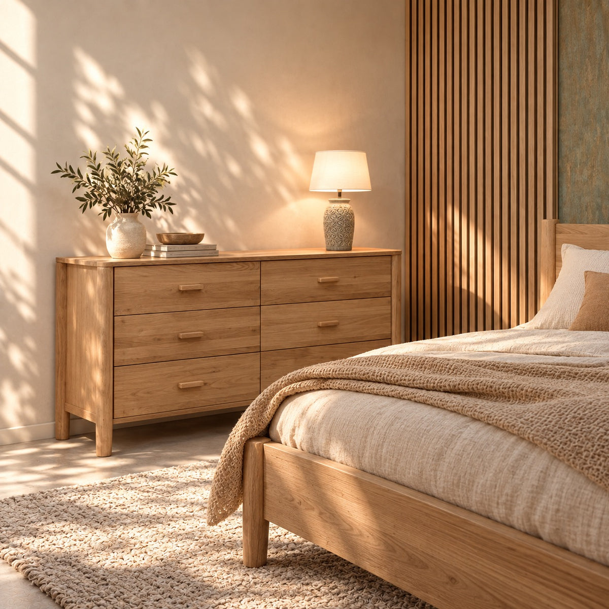 Cómoda de madera maciza roble AURA | VESKOR
