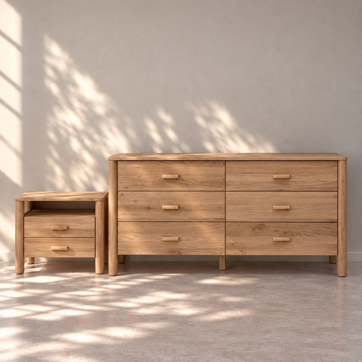 Cómoda de madera maciza roble AURA | VESKOR