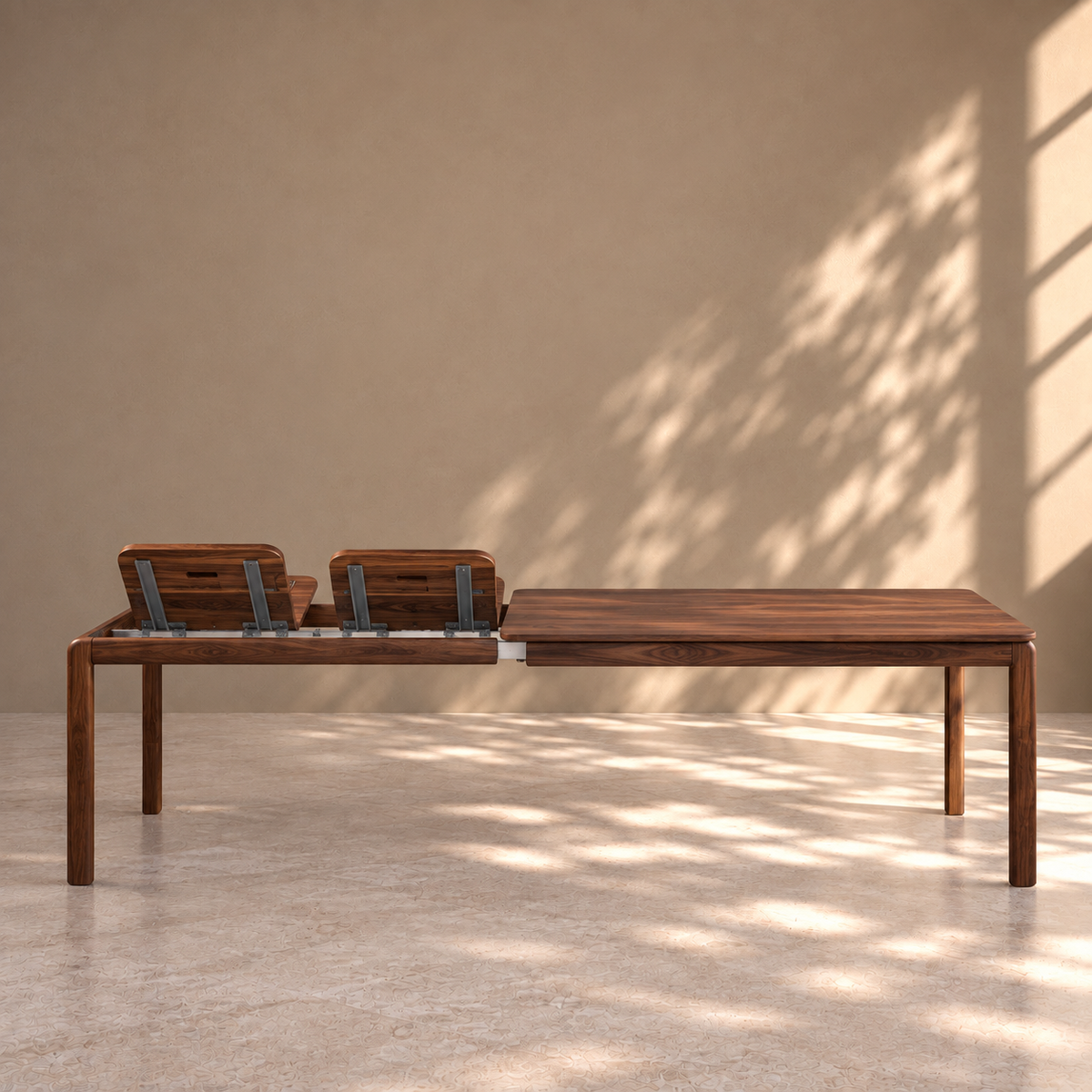 Mesa de comedor de madera maciza de nogal extensible Golf | VESKOR