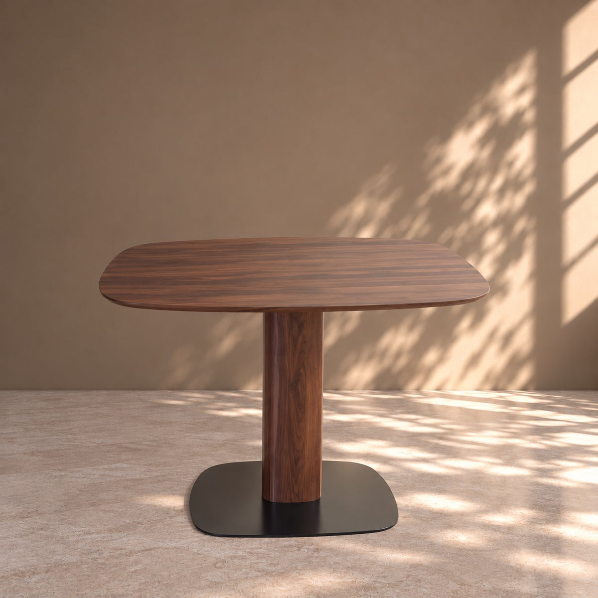 Mesa de comedor fija de madera maciza de nogal LUNA | VESKOR