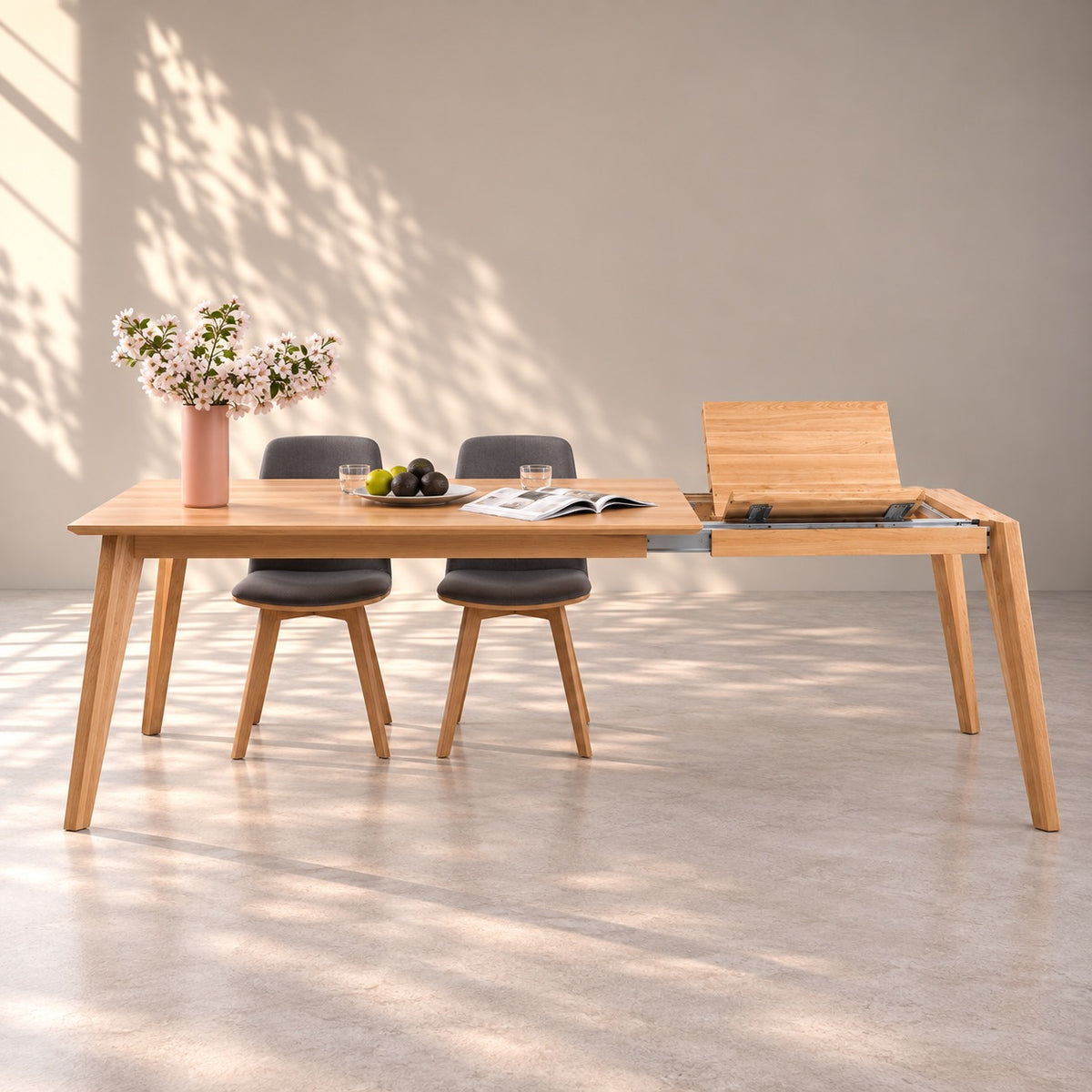 Mesa de comedor extensible madera maciza de roble KAMBIO 1 | VESKOR