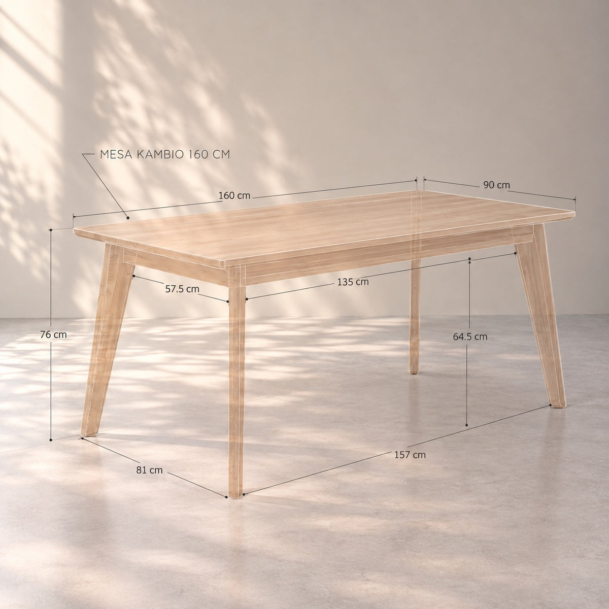 Mesa de comedor fija de madera maciza de haya KAMBIO | VESKOR
