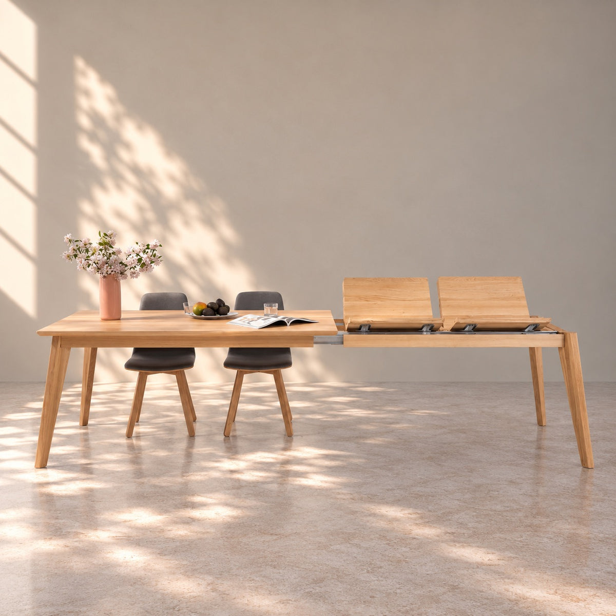 Mesa de comedor extensible madera maciza de roble KAMBIO 2 | VESKOR