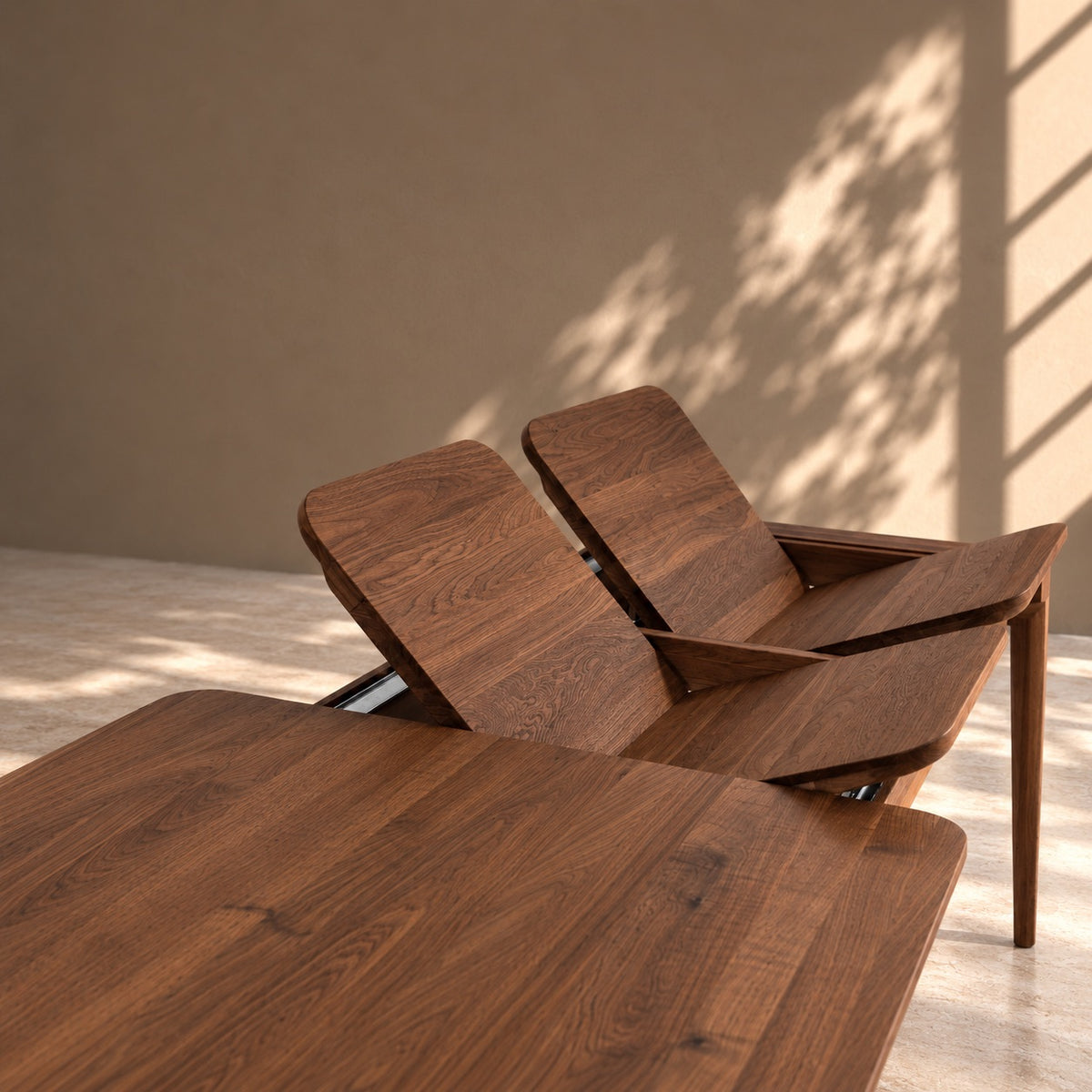 Mesa de comedor extensible de madera maciza de nogal TOKIO | VESKOR