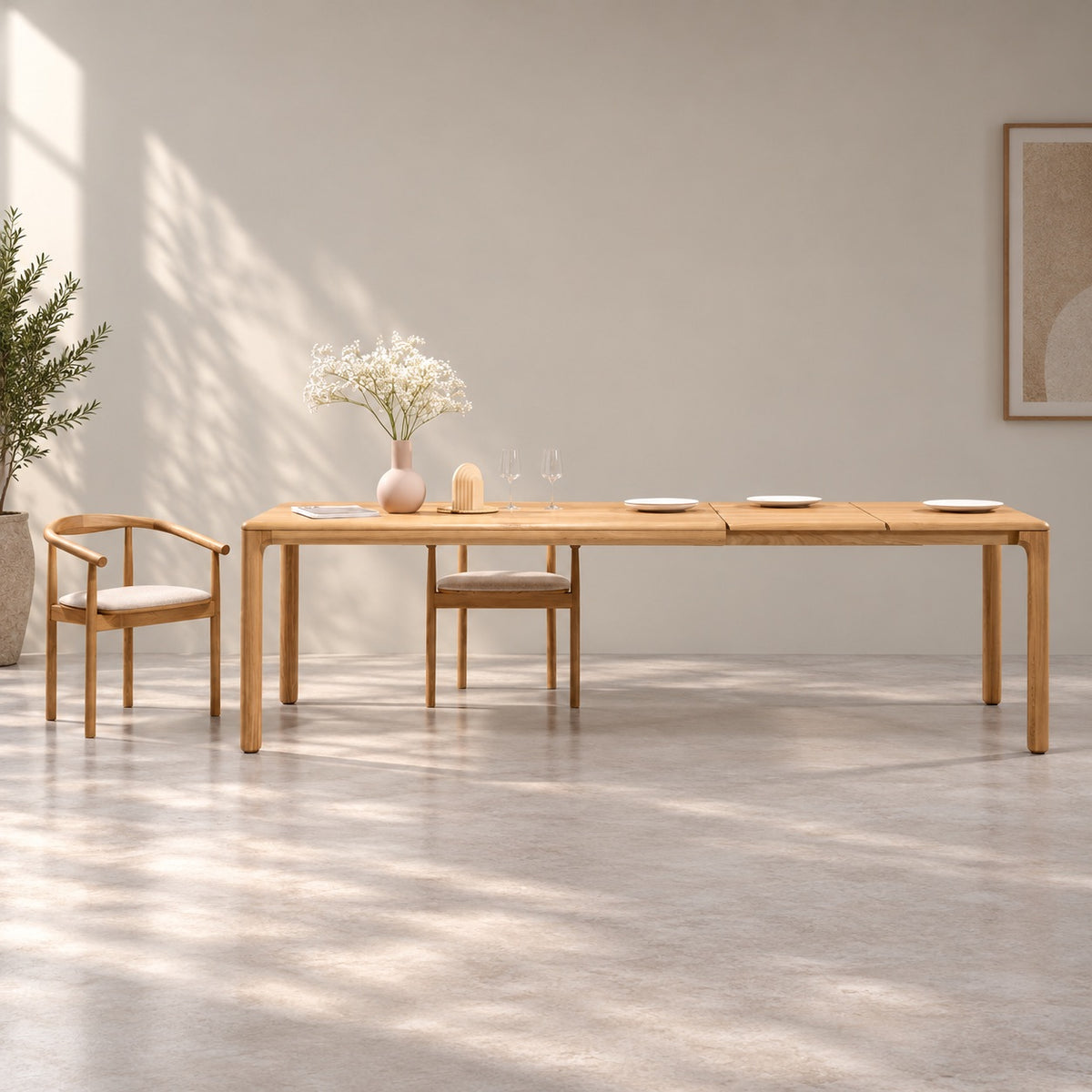 Mesa de comedor de madera maciza de Roble extensible Mondo | VESKOR