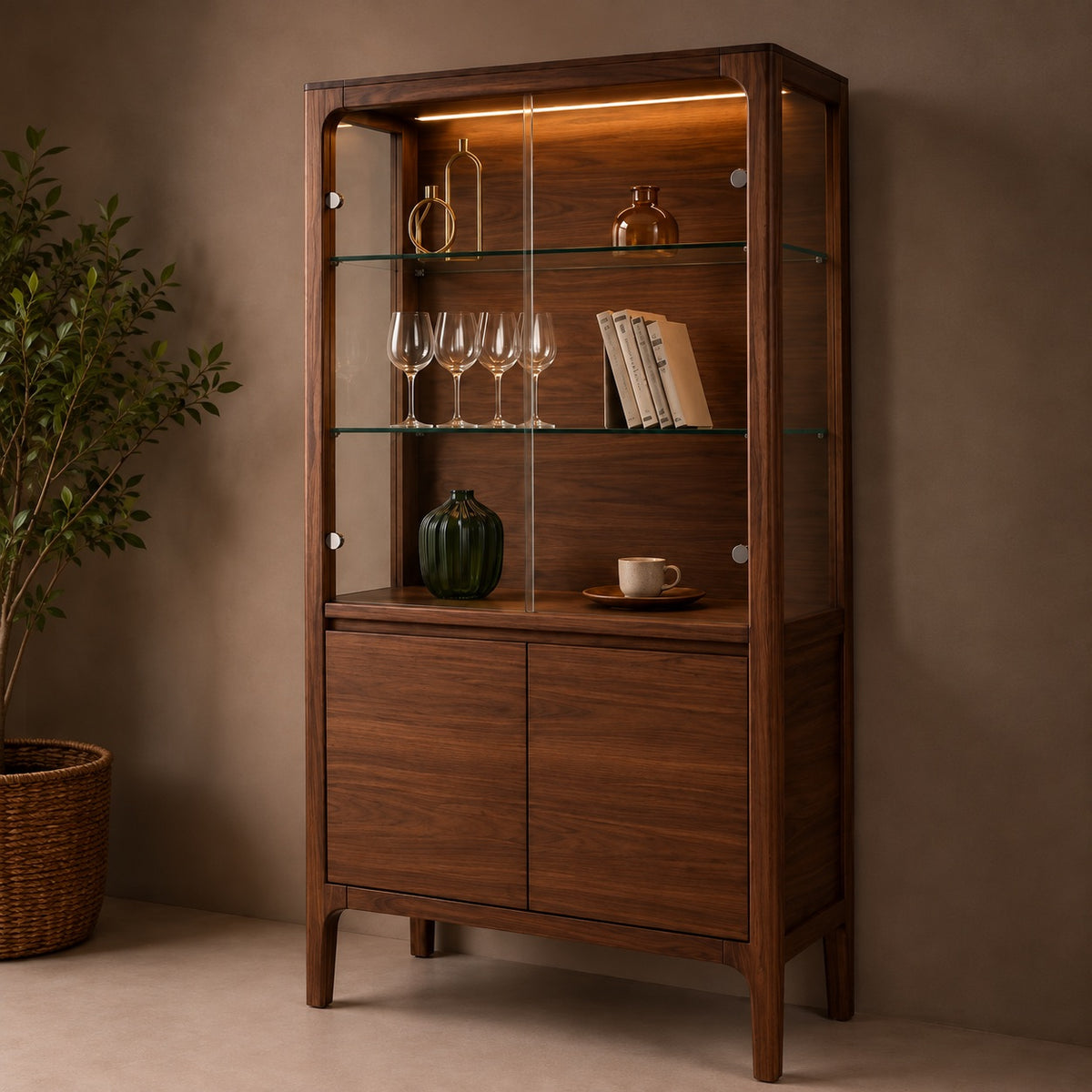 Vitrina de madera maciza nogal CREATIV | VESKOR