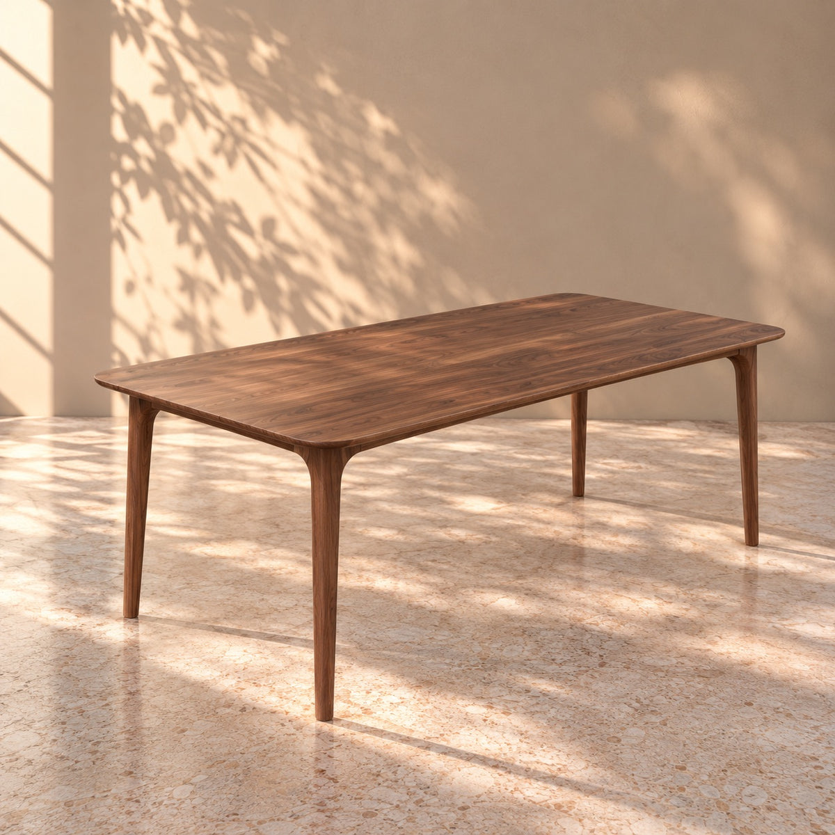 Mesa de comedor de madera maciza de nogal fija Tokio | VESKOR