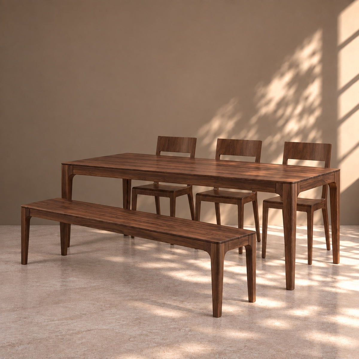 Mesa de comedor de madera maciza de nogal fija Creativ | VESKOR