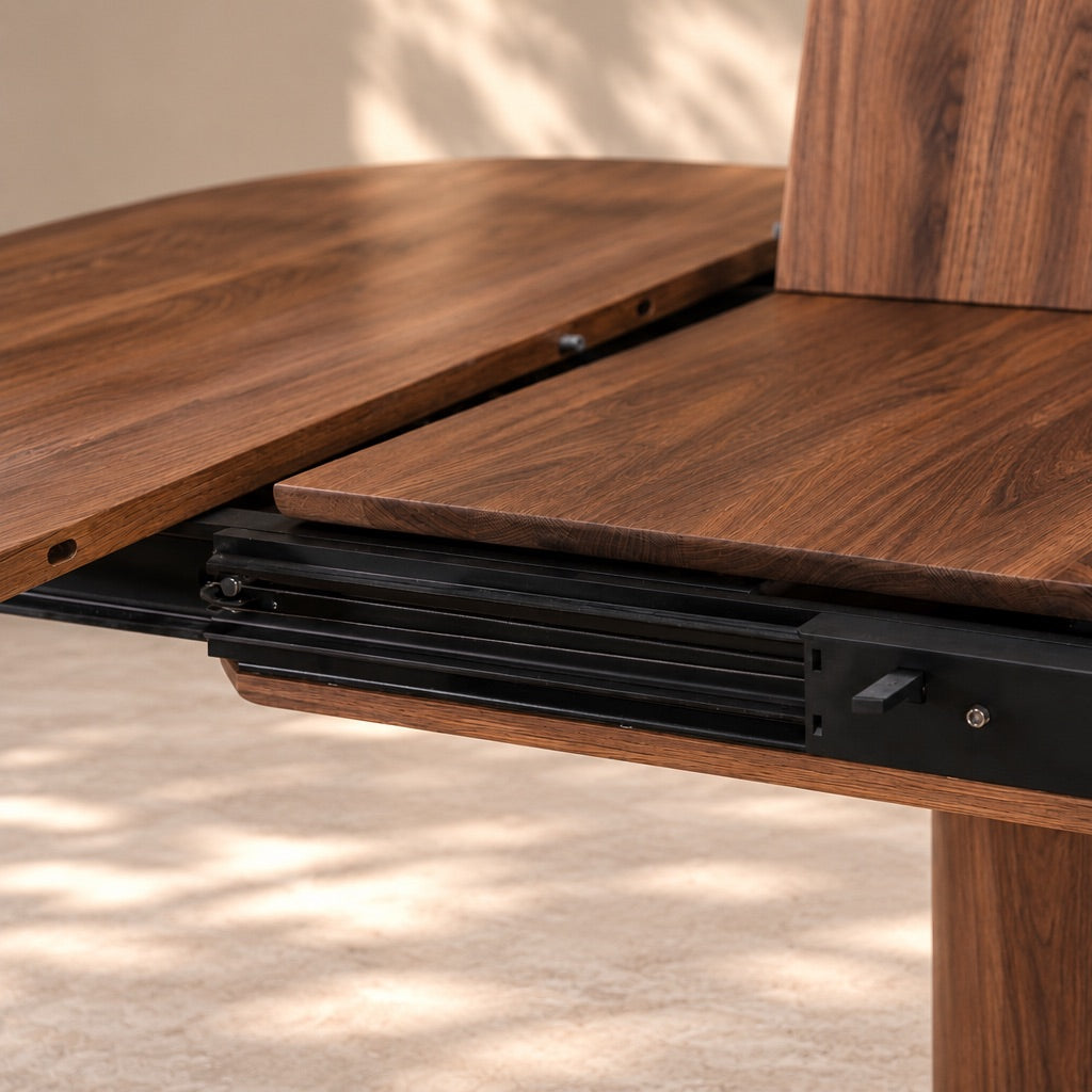 Mesa de comedor de madera maciza de Nogal extensible Luna | VESKOR