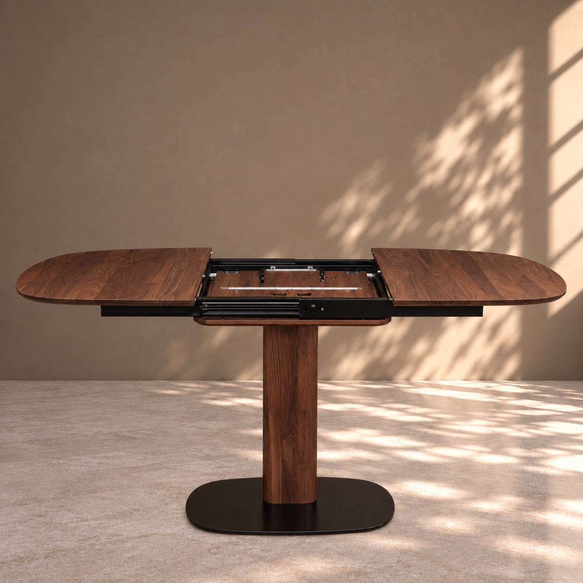 Mesa de comedor de madera maciza de Nogal extensible Luna | VESKOR