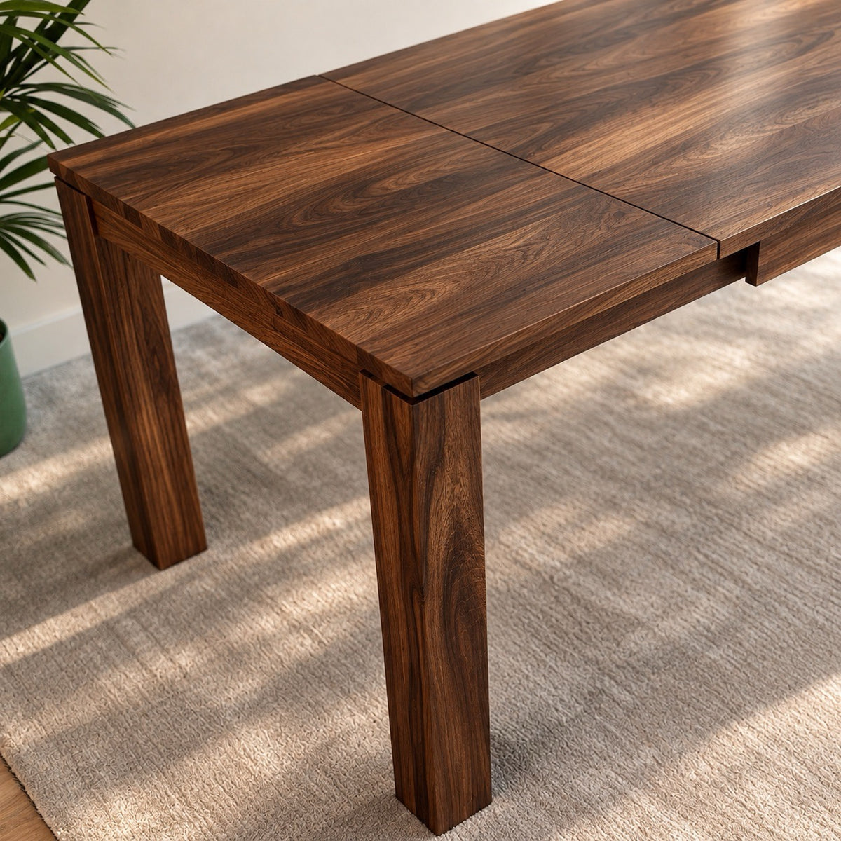 Mesa de comedor de madera maciza de nogal extensible Lux 2020 | VESKOR