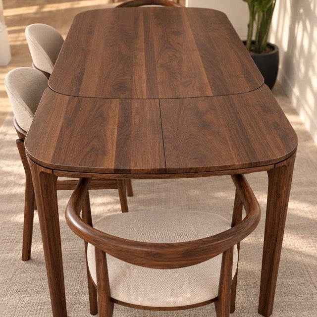 Mesa de comedor de madera maciza de nogal extensible Ikona | VESKOR